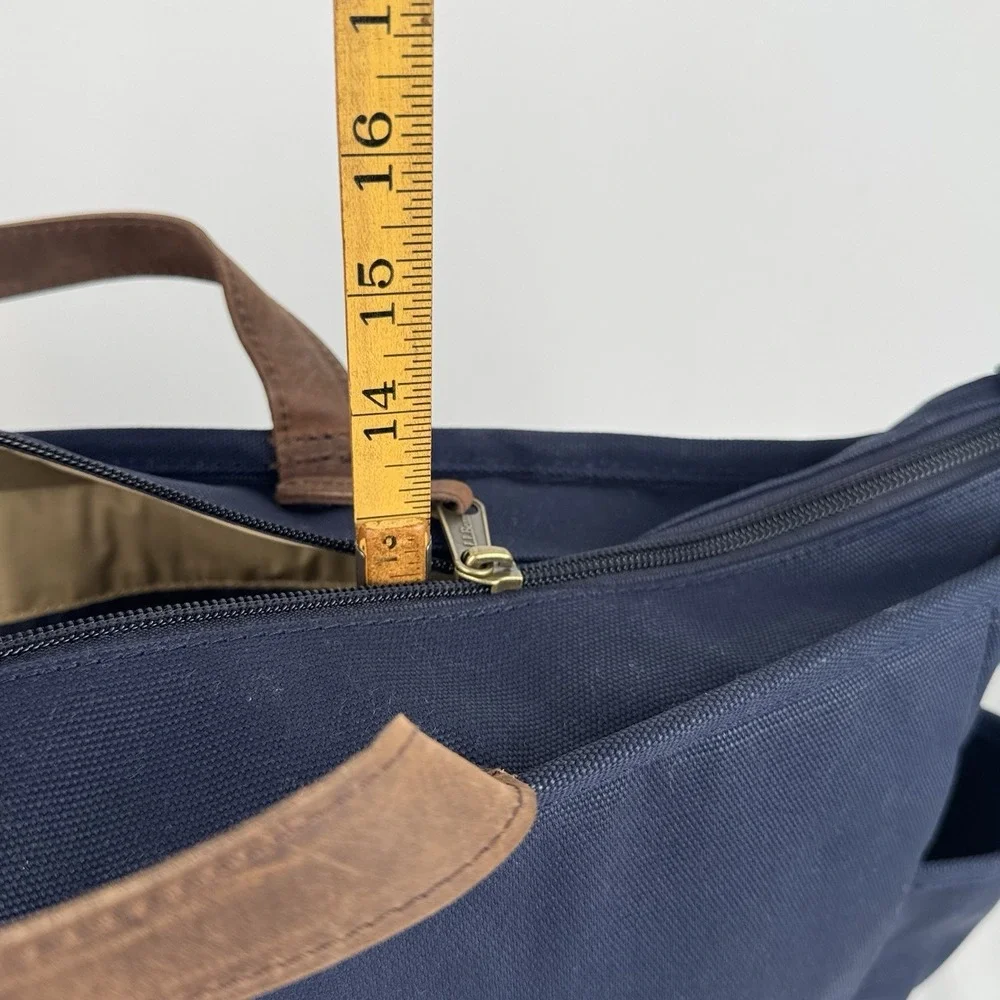 L.L.Bean Stonington Daily Commuter Travel Work Bag Navy Blue Canvas 17